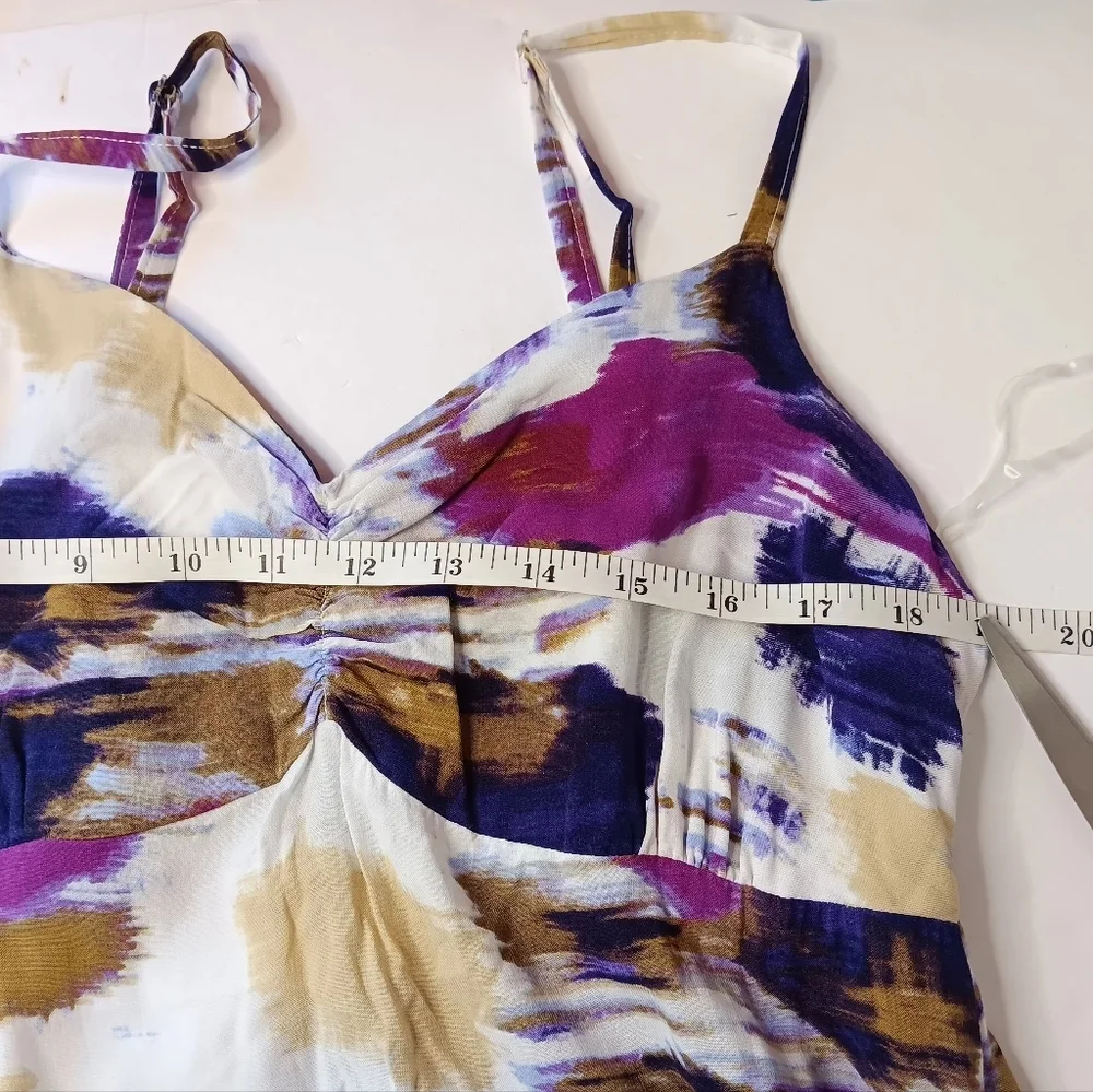 Women's maxi Sundress tie-dye style print Sleeveless Beach Rayon sz M. - Picture 10 of 17